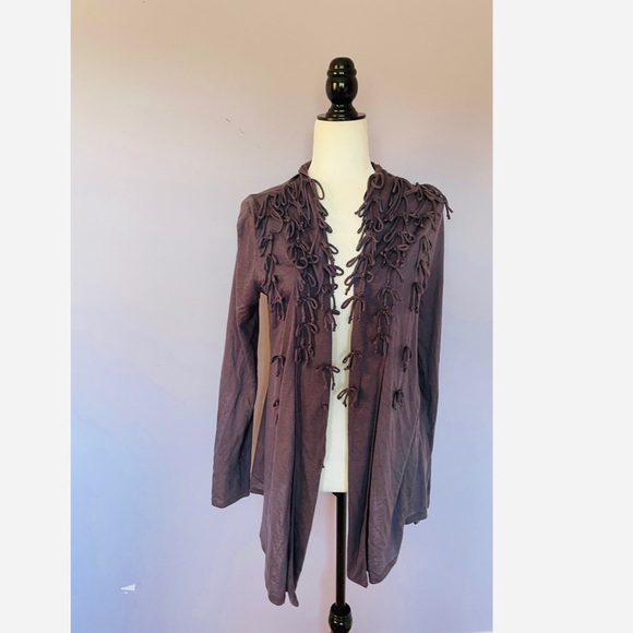 Anthropologie Deletta Purple Longsleeve Cardigan With Bowtie knot Design - Picture 2 of 6